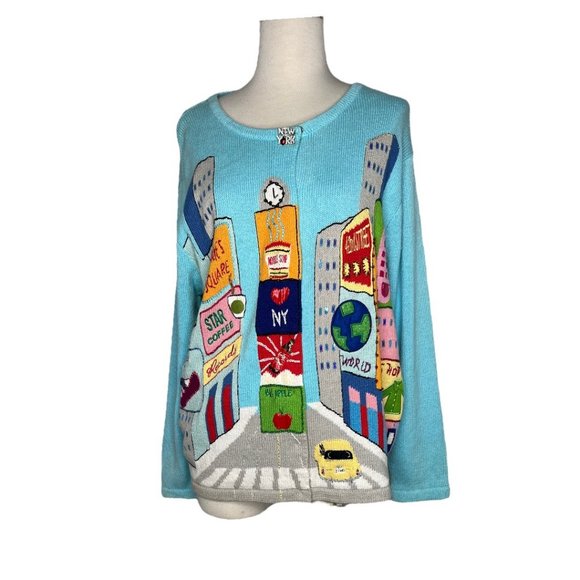 Storybook Knits New York Theme Button Up Sweater NWT Size M - Picture 13 of 13